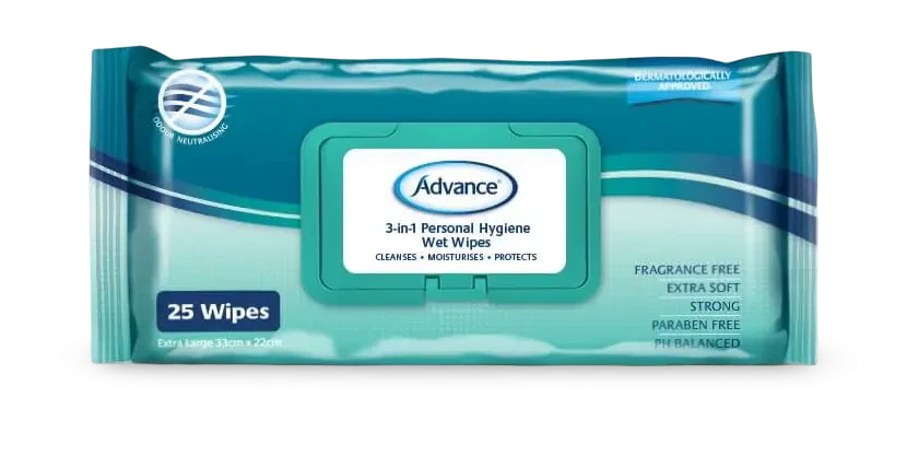 3-in-1 Personal Hygiene Wipes (33cm x 22cm)