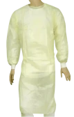 Disposable Yellow Isolation PP + PE Gowns with knitted cuffs