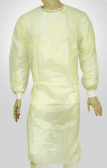 Disposable Yellow Isolation PP + PE Gowns with knitted cuffs